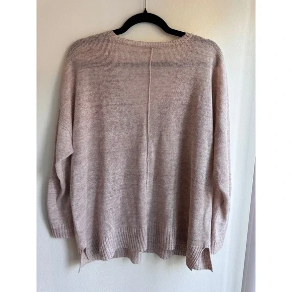 Eileen Fisher Womens Linen Blend V Neck Drop Shoulder Sweater Size L - Picture 4 of 4